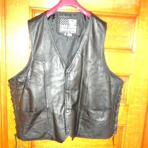 BRAND New ~~~USA BIKERs DREAM APPAREL ~ GOLD WING Leather VEST ~~~Size 54